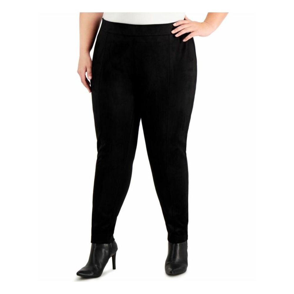 CALVIN KLEIN Womens Black Darted Skinny Pants Plus 3X